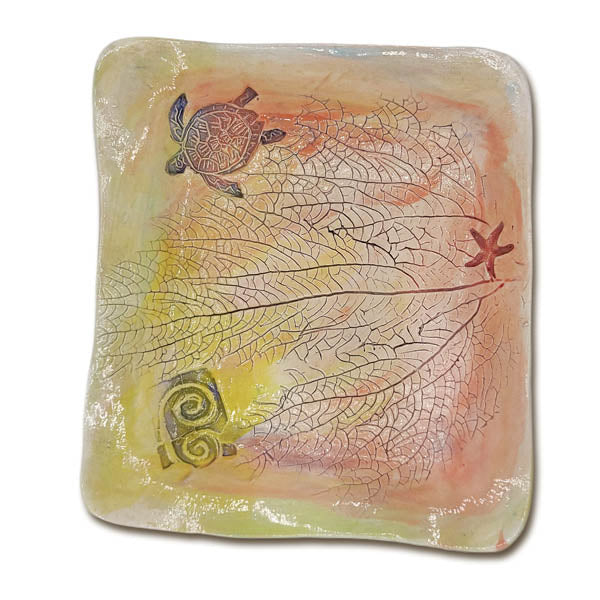 Lisa Etre Square Dish - Medium in Coral