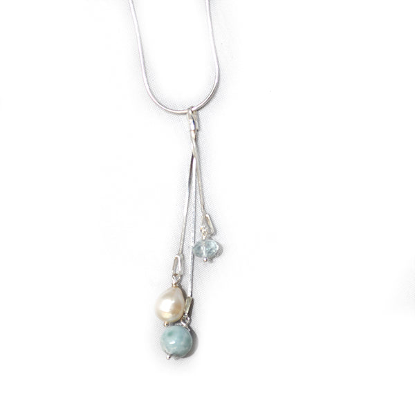 Larimar & Pearl Drops