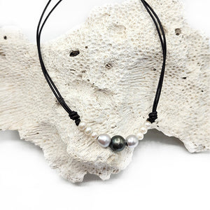 Three Pearls on Leather