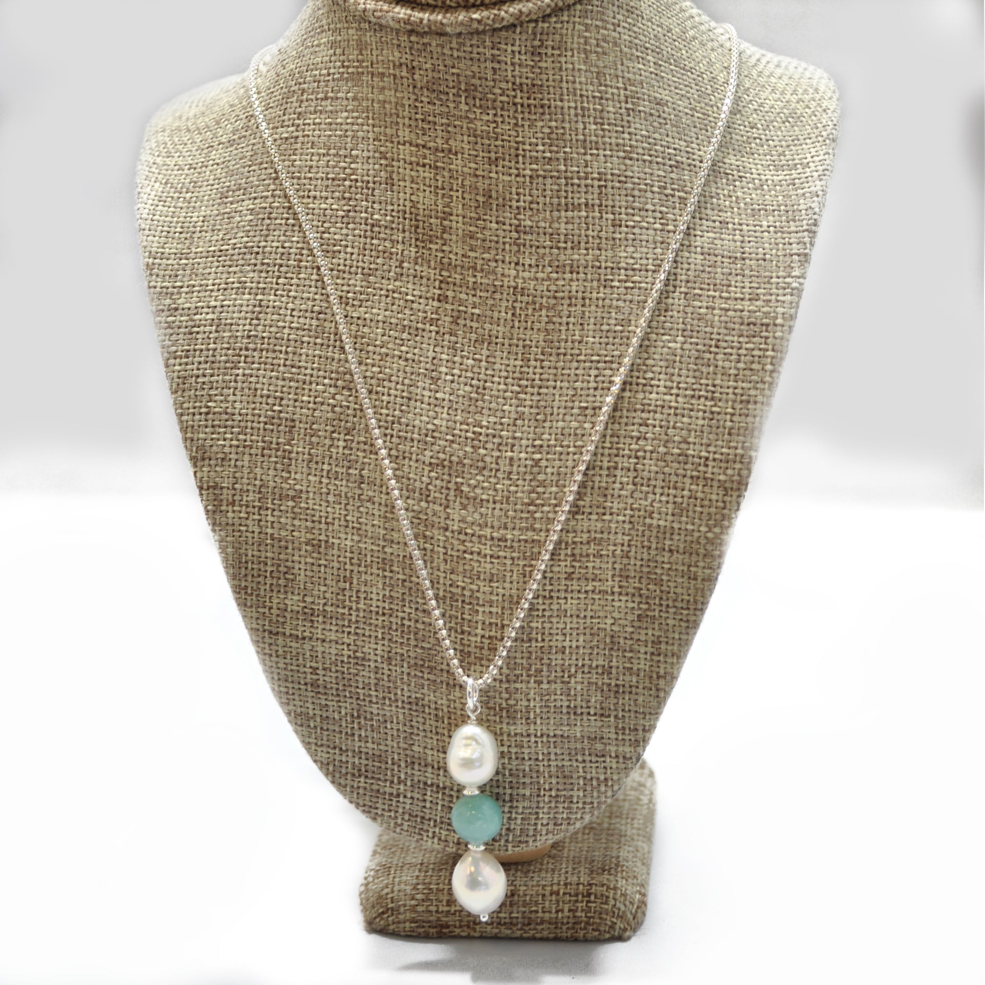 Pearl and Larimar Drops