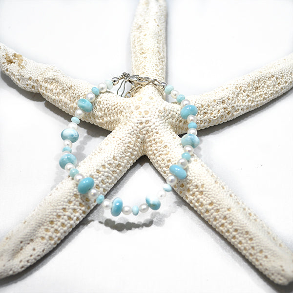 Larimar and Seed Pearl Bracelet