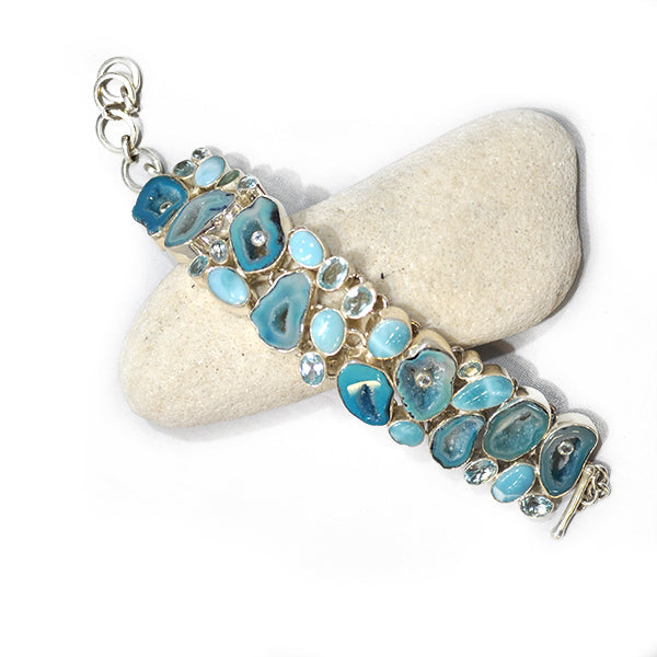 Open Stone Larimar Bracelet